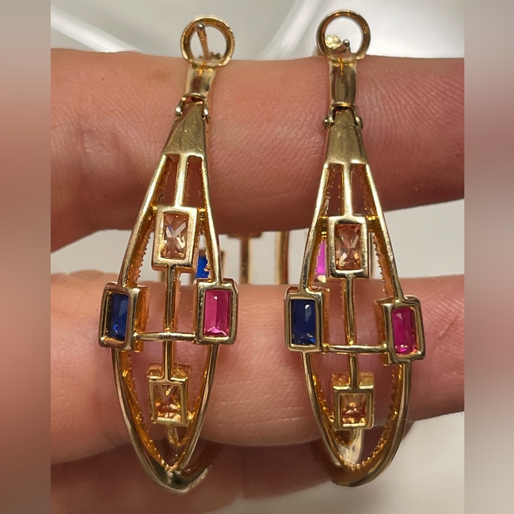 Elori Bling Statement Earringsngs with Cubic Zirconia NWOT
